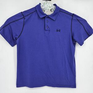 Cinch Shirt Mens Medium Polo Short Sleeve Casual Preppy Purple‎ Western Wear
